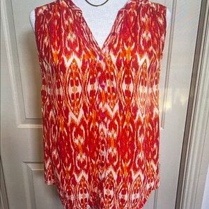 Vibrant Red and Orange Sleeveless Top